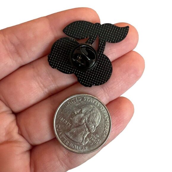 Cherry Skull Heads Enamel Pin Super Cute - Picture 7 of 8